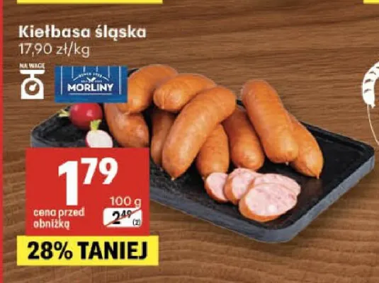 Kiełbasa śląska Morliny promocja w Delikatesy Centrum
