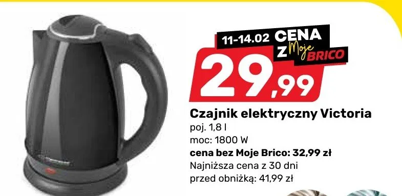 Czajnik elektryczny Victoria promocja w Bricomarche
