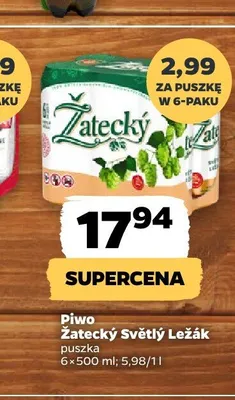 Piwo Žatecký Světlý Ležák 6-pak 500 ml promocja w Netto