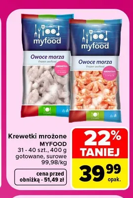 Krewetki mrożone gotowane Myfood promocja w Carrefour