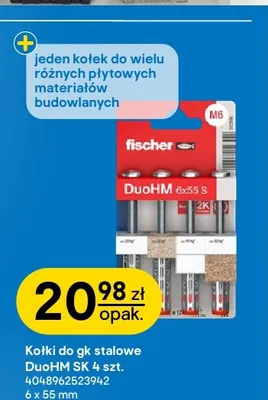 Kołki do gk stalowe DuoHM Sk 6x55 mm Fischer promocja w Castorama