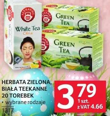 Herbata zielona, biała TEEKANNE 20 TOREBEK promocja w Selgros