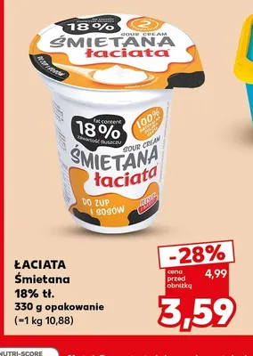 Śmietana Łaciata 18% promocja w Kaufland