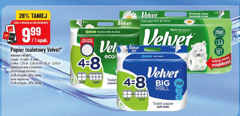 Papier toaletowy Velvet promocja w POLOmarket