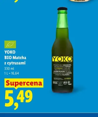 Napój Yoko BIO Matcha z cytrusami promocja w Lidl