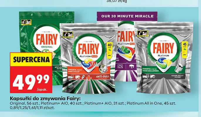 Kapsułki do zmywania Fairy Platinum+ AIO promocja w Biedronka