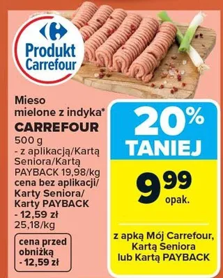 Mięso mielone z indyka promocja w Carrefour