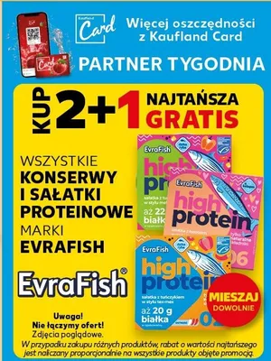 Wszystkie konserwy i sałatki proteinowe marki Evrafish promocja w Kaufland