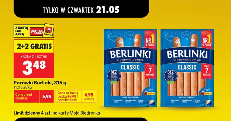 Parówki Berlinki Classic promocja w Biedronka