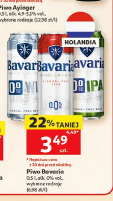 Piwo bezalkoholowe Bavaria 0,0% IPA promocja w Auchan