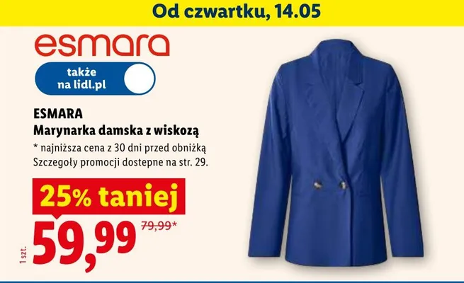 Marynarka damska z wiskozą Esmara promocja w Lidl