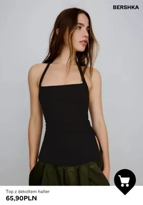 Top z dekoltem halter Bershka promocja w Bershka