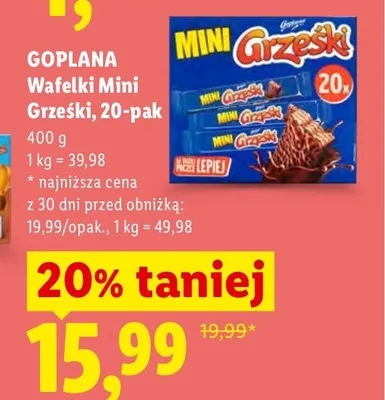Wafelki Mini Grześki Goplana 20-pak promocja w Lidl