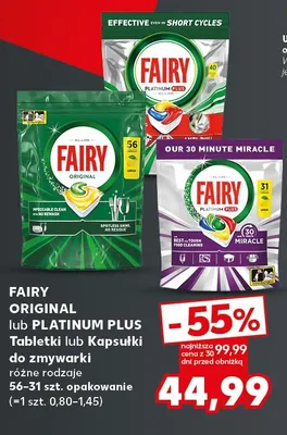 Kapsułki do zmywarki Fairy Platinum Plus 30 Minute Miracle promocja w Kaufland