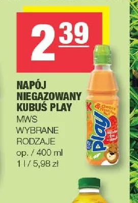 Napój niegazowany Kubuś Play promocja w SPAR
