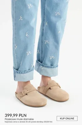 Buty damskie mule piaskowe promocja w Ryłko