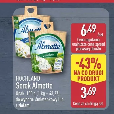 Serek twarogowy Almette śmietankowy Hochland promocja w Aldi