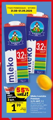 Mleko UHT Łowickie Premium 3,2% promocja w Twój Market