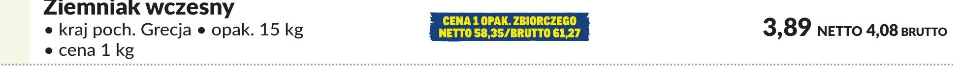 Ziemniak wczesny kraj poch. Grecja promocja w Makro