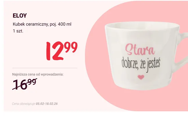 Kubek ceramiczny, poj. 400 ml promocja w Rossmann