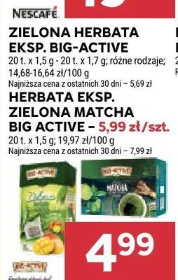 Zielona herbata ekspresowa Big-Active promocja w Stokrotka