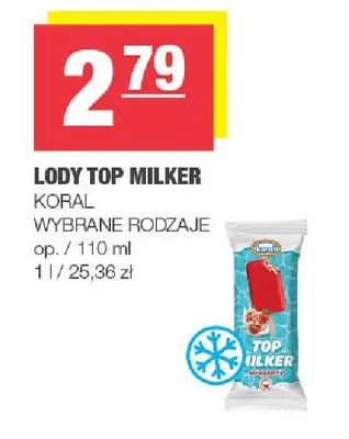 Lody Top Milker Koral promocja w SPAR