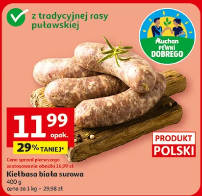 Kiełbasa biała surowa promocja w Auchan