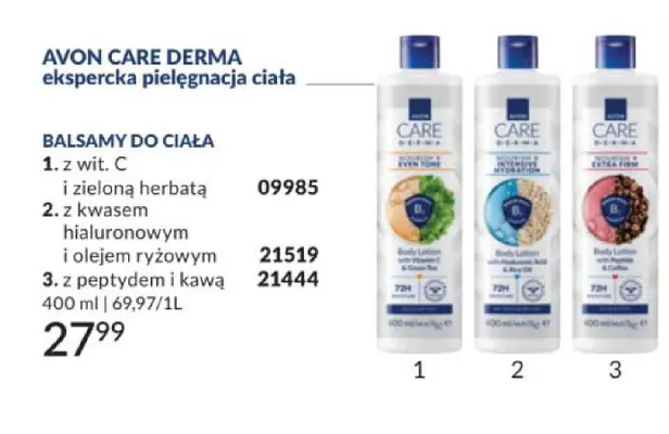 Balsam do ciała Avon Care Derma z kwasem hialuronowym i olejem ryżowym promocja w AVON