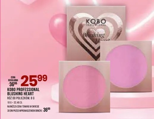 KOBO PROFESSIONAL BLUSHING HEART róż do policzków 8 g promocja w Drogerie Natura