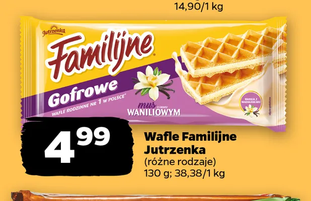 Wafle Familijne Gofrowe waniliowe Jutrzenka promocja w Netto