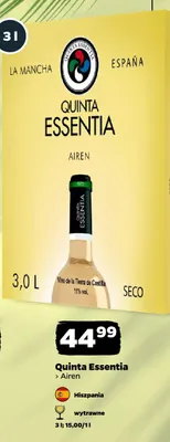 Wino białe wytrawne Quinta Essentia Airen hiszpańskie promocja w Netto