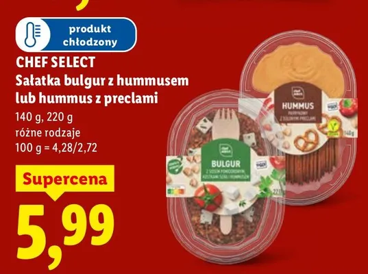 Sałatka bulgur z hummusem lub hummus z preclami promocja w Lidl