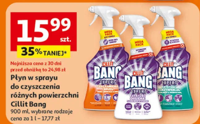 Płyn w sprayu do czyszczenia różnych powierzchni Cillit Bang promocja w Auchan