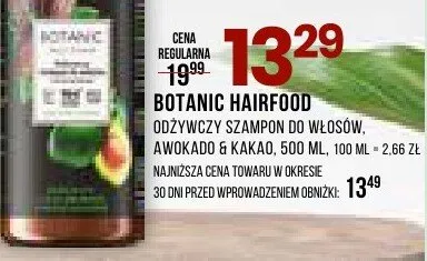 Odżywczy szampon do włosów awokado i kakao Botanic Hairfood promocja w Drogerie Natura