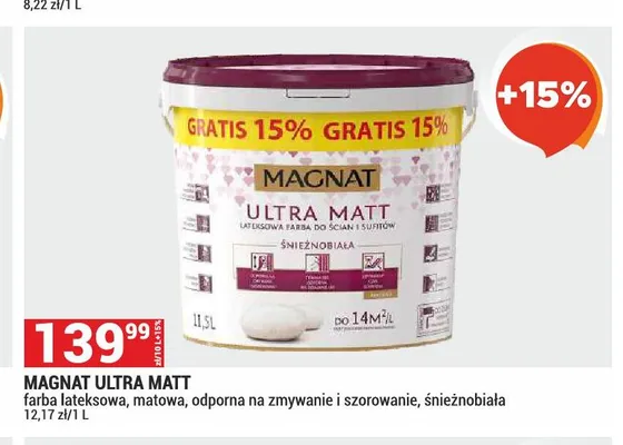 Farba lateksowa Magnat Ultra Matt promocja w Merkury Market