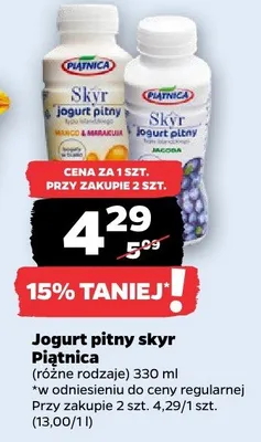 Jogurt pitny skyr różne rodzaje promocja w Netto