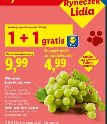 Winogrona jasne bezpestkowe promocja w Lidl