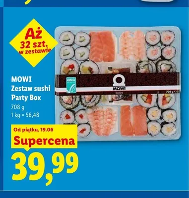 Zestaw sushi Party Box Mowi promocja w Lidl
