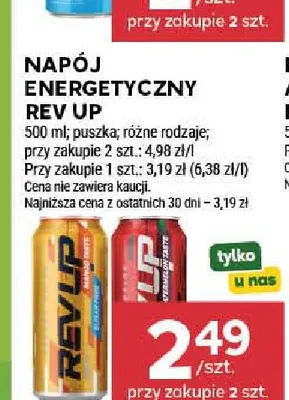 Napój energetyczny Rev Up promocja w Stokrotka
