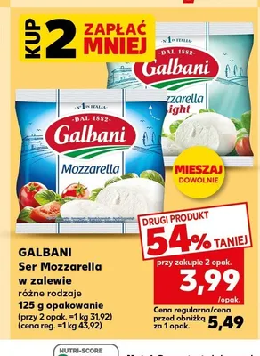 Ser Mozzarella light w zalewie Galbani promocja w Kaufland