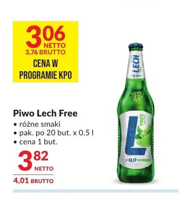 Piwo bezalkoholowe Lech Free promocja w Makro