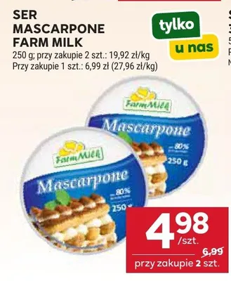 Ser Mascarpone Farm Milk promocja w Stokrotka