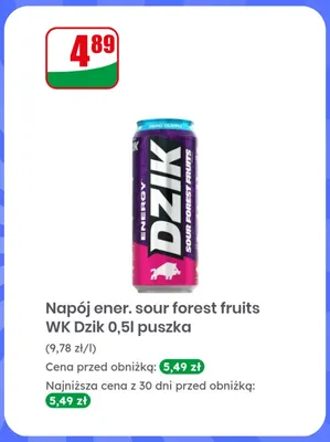 Napój energetyczny sour forest fruits WK Dzik promocja w Dino
