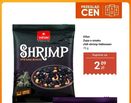 Zupa o smaku chili shrimp Halloween Vifon promocja w Dino