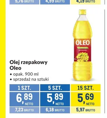 Olej rzepakowy Oleo promocja w Makro