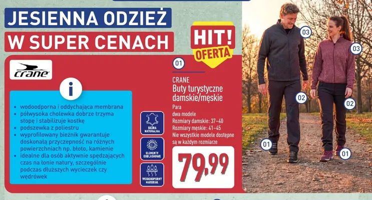Buty turystyczne damskie Crane promocja w Aldi