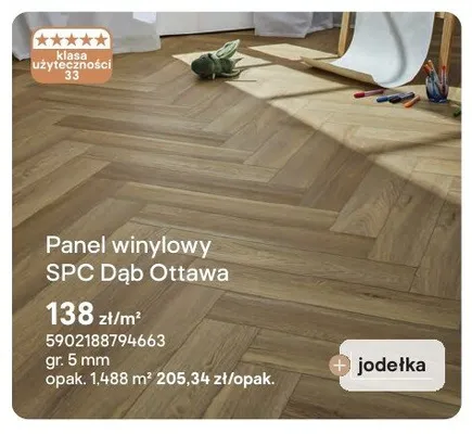 Panel winylowy SPC Dąb Ottawa jodełka 5mm promocja w Castorama