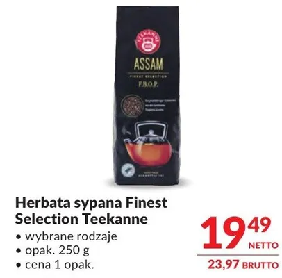 Herbata sypana Finest Selection Teekanne wybrane rodzaje promocja w Makro