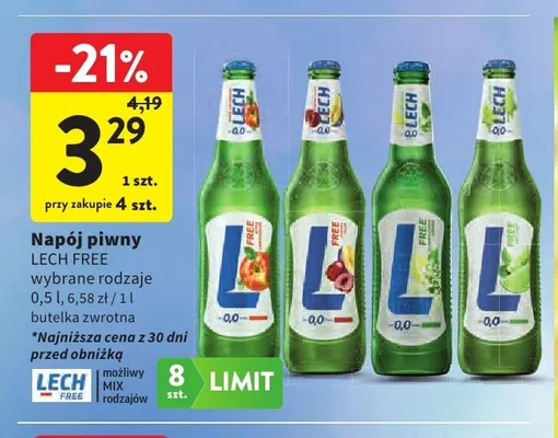 Piwo bezalkoholowe Lech Free Active Hydrate promocja w Intermarche