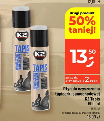 Płyn do czyszczenia tapicerki samochodowej K2 Tapis promocja w Dealz